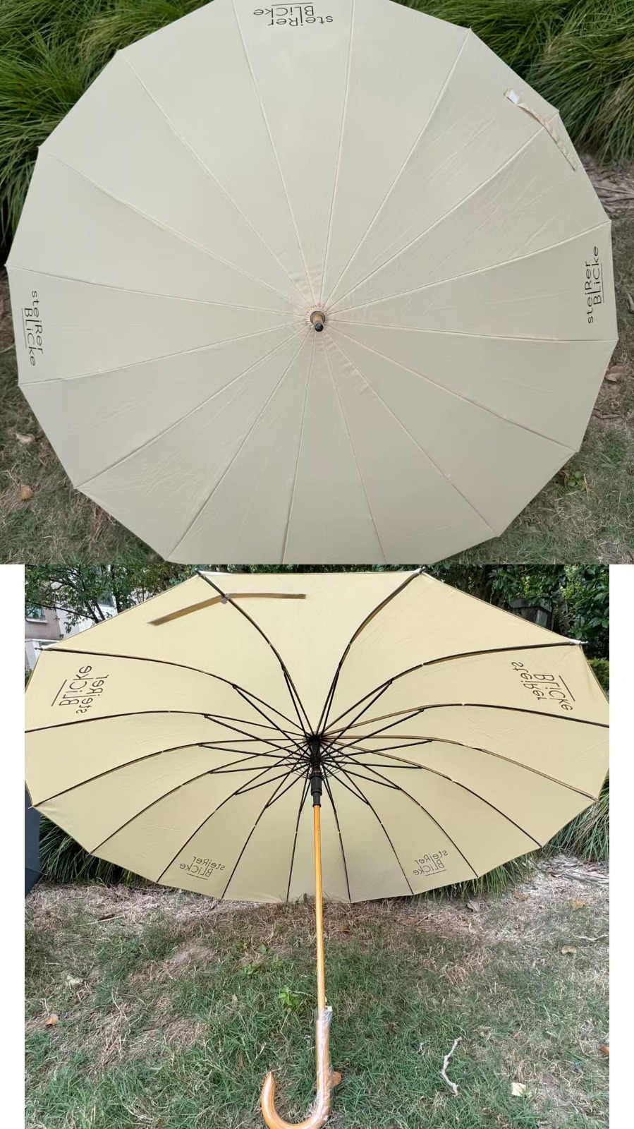 Custom branded golf umbrella — cream by REVEL